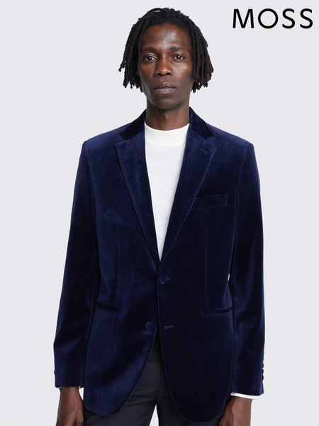 MOSS Blue Tailored Fit Velvet 100% Cotton Jacket (N15714) | € 155