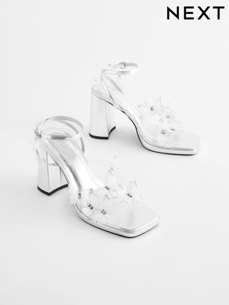 Silver Forever Comfort® Butterfly Block Heel Sandals (N18454) | € 16