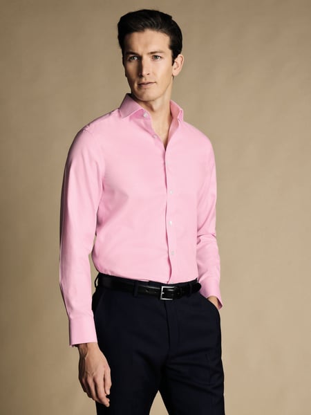 Charles Tyrwhitt Pink Non-iron Twill Slim Fit 100% Cotton Shirt (N18862) | € 109