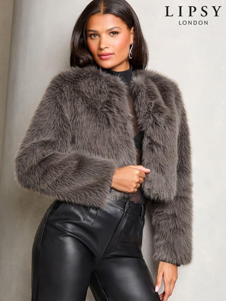 Lipsy Grey Short Faux Fur Coat (N20123) | € 69