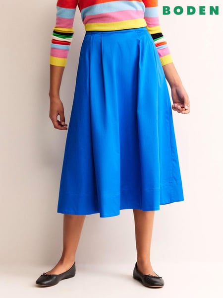 Boden Blue Petite Isabella Cotton Sateen Skirt (N20219) | € 64