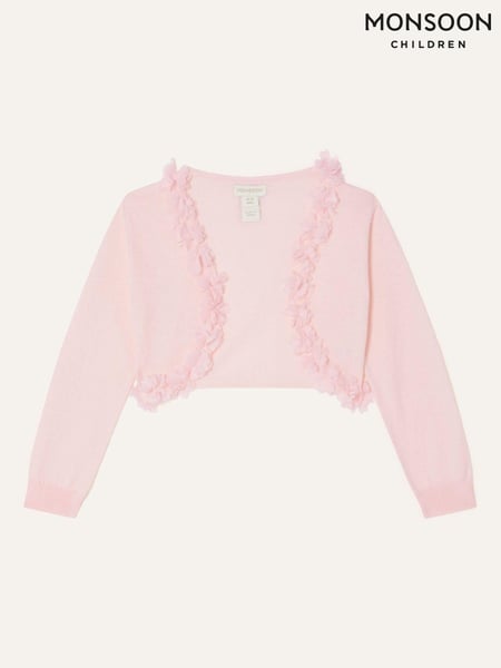Monsoon Pink Baby 3D 100% Cotton Floral Trim Cardigan (N21073) | € 36 - € 39