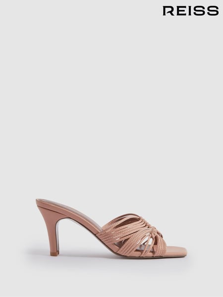 Reiss Blush Harriet Leather Knot Detail Mules (N21220) | € 246