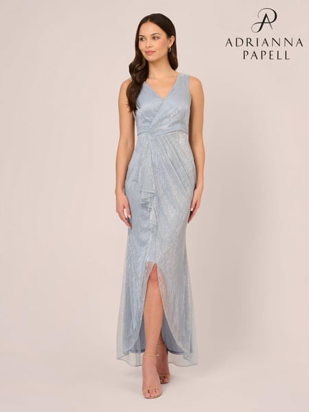 Adrianna Papell Blue Metallic Mesh Cascade Gown (N21484) | € 77