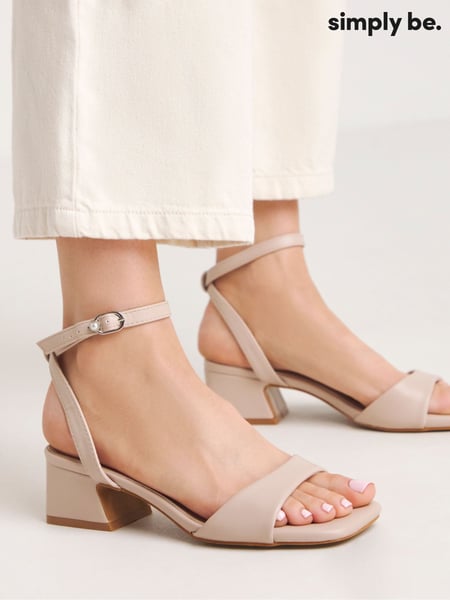 Simply Be Natural Wide Fit Barely There On Low Block Heels (N21595) | € 45