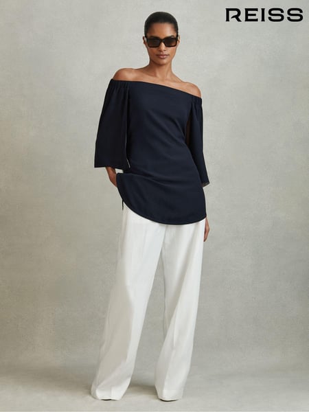 Reiss Navy Alexis Off-The-Shoulder Tunic (N21643) | € 231