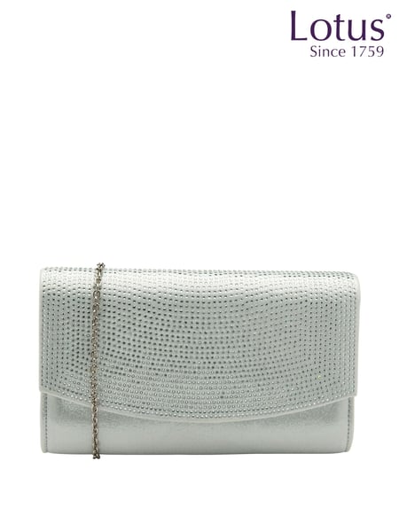 Lotus Silver Clutch Bag With Chain (N23044) | € 78