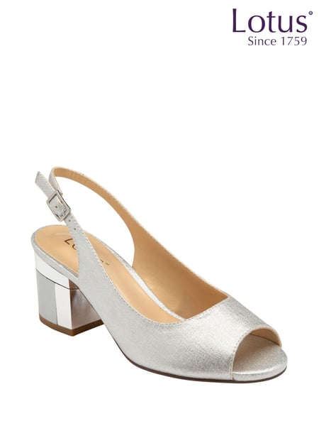 Lotus Silver Slingback Block-Heel Shoes (N23229) | € 101