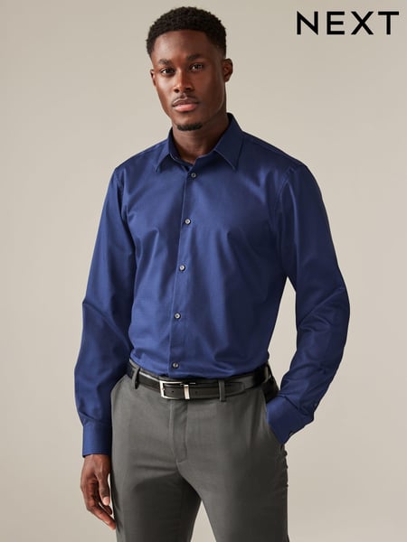 Sapphire Blue Regular Fit Easy Care Textured Single Cuff Smart Shirt (N23316) | € 39