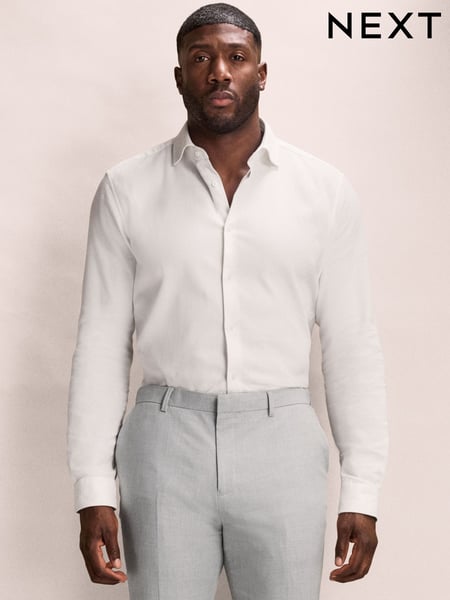 White Muscle Fit Motionflex Textured Shirt (N23323) | € 57