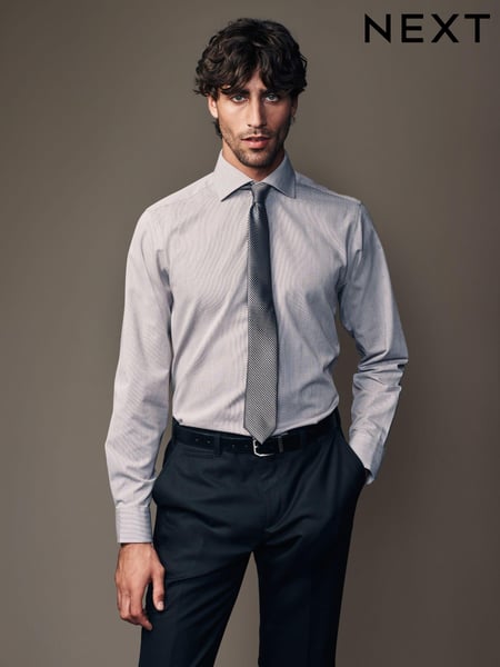 Neutral Brown Texture Regular Fit Shirt And Tie Pack (N23341) | € 28