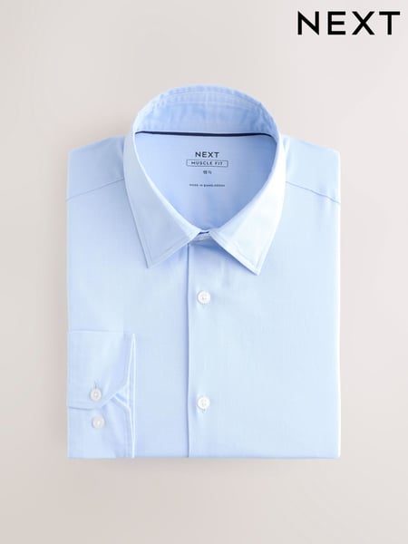 Light Blue Muscle Fit Motionflex Textured Shirt (N23393) | € 57