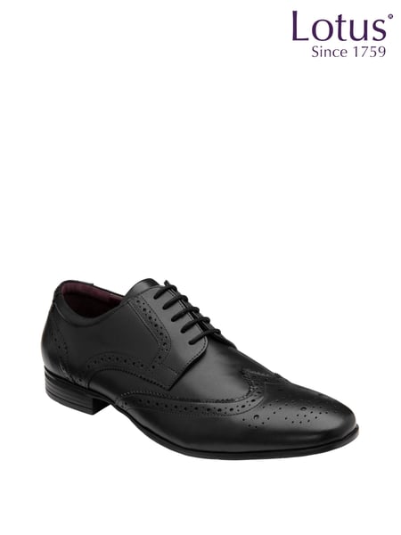 Lotus Jet Black Leather Lace-Up Brogues (N23435) | € 86