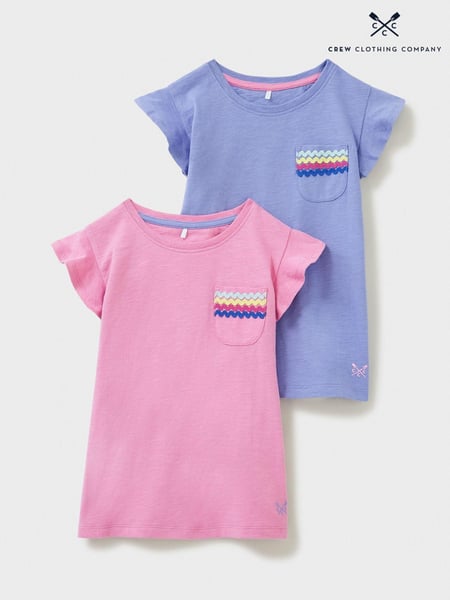 Crew Clothing Pink 100% Cotton Ric-Rac Trim T-Shirts 2 Pack (N24633) | € 37 - € 44
