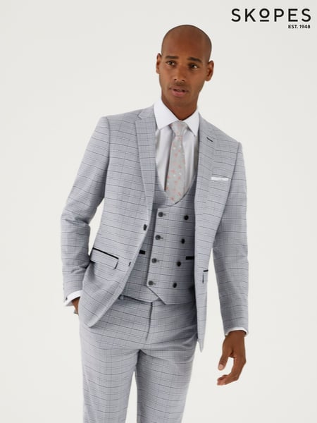 Skopes Silver Grey Tailored Fit Brook Check Suit: Jacket (N25254) | € 86