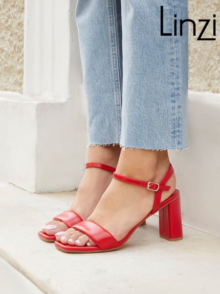 Linzi Red Balfour Block Heeled Sandals With Padded Front Strap (N25809) | € 53