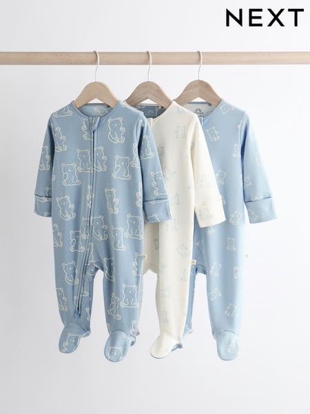 Blue Baby Sleepsuits 3 Pack (0-2yrs) (N26365) | € 23 - € 26