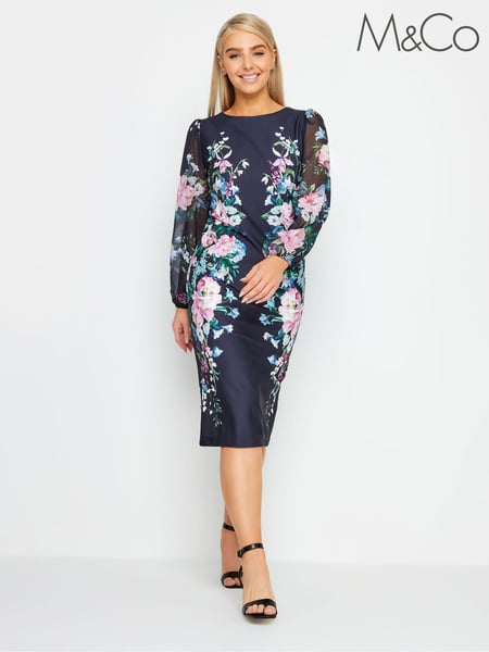 M&Co Blue Chiffon Sleeve Shift Dress (N26767) | € 31
