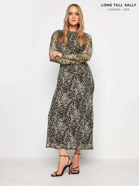 Long Tall Sally Black Tall Abstract Print Mesh Midaxi Dress (N26776) | € 61