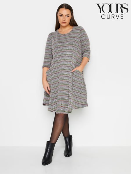 Yours Curve Grey Camo Stripe Soft Touch Pocket Dress (N26970) | € 24