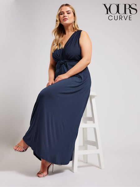 Yours Curve Blue Knot Front Maxi Dress (N27015) | € 80