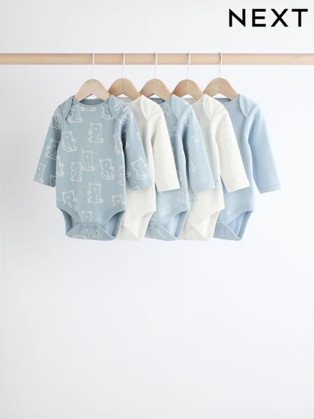 Baby Blue Long Sleeves Bodysuits 5 Pack (N27277) | € 21 - € 24