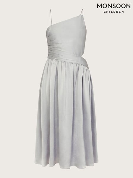 Monsoon Silver Satin Cut-Out Prom Dress (N27418) | € 39 - € 42