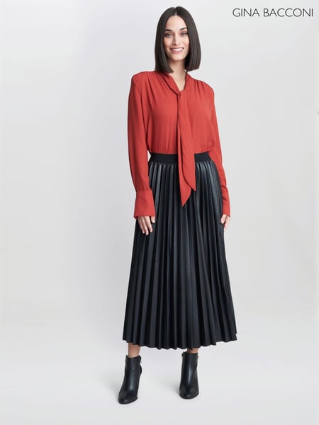 Gina Bacconi Red Shelby Pussy Bow Blouse (N27591) | € 70