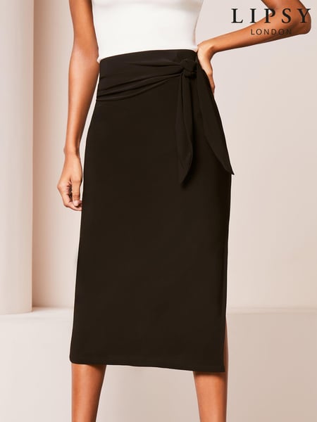 Lipsy Black Petite Wrap Midi Skirt (N27813) | € 8