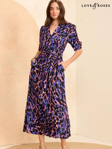 Love & Roses Animal Printed 3/4 Sleeve Midi Dress (N29579) | € 45