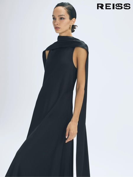 Reiss Black Keira Cape Maxi Dress (N31507) | € 928