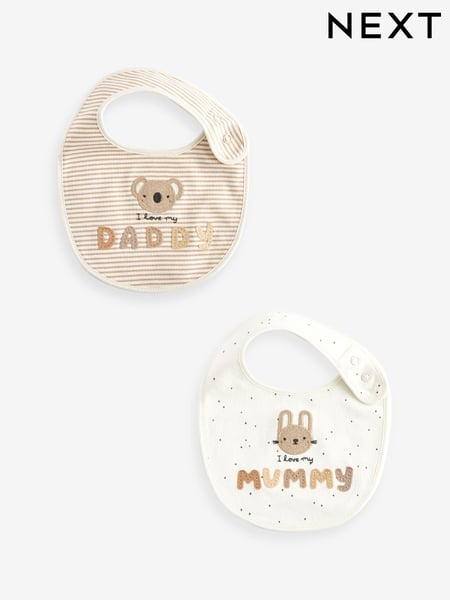 White Mummy/Daddy Baby Regular 100% Cotton Bibs 2 Pack (N31807) | € 8