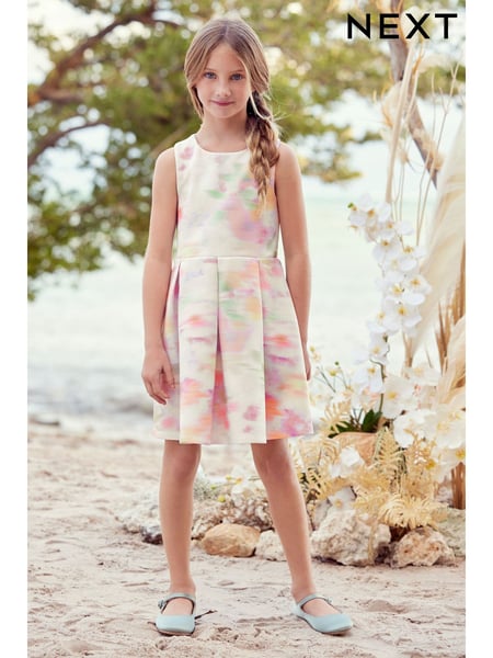 Cream Cut Out Detail Scuba Occasion Dress (1.5-16yrs) (N32181) | € 8 - € 11
