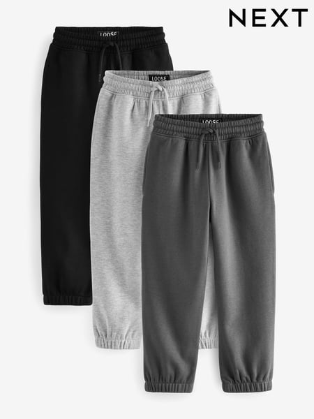 Black/Grey/Charcoal Regular Fit Joggers 3 Pack (3-16yrs) (N32680) | € 34 - € 55