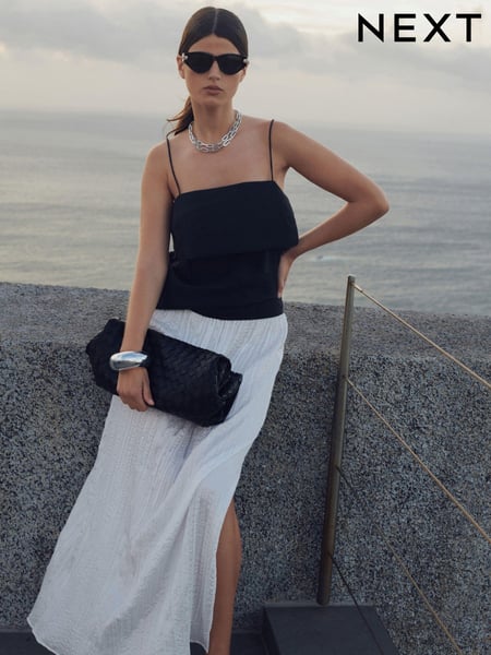 White Crinkle Satin Maxi Skirt (N32682) | € 16