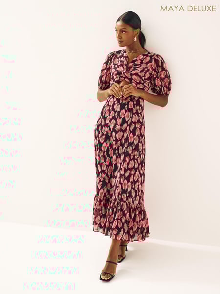 Maya Black Twist Front Puff Sleeve Midaxi Dress (N33133) | € 64