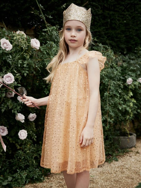 Gold Sequin Tulle Party Dress (3-16yrs) (N33151) | € 6 - € 8