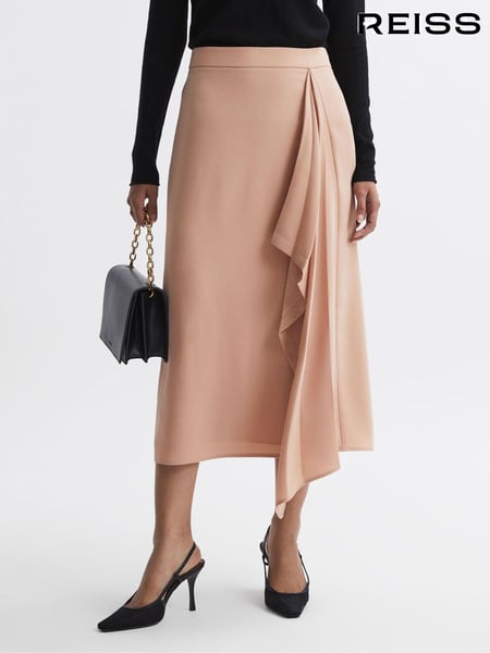 Reiss Camel Ash High Rise Ruffle Midi Skirt (N33324) | € 246