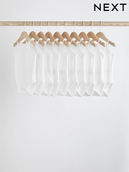 White 10 Pack Baby Strappy Bodysuits (N33587) | € 24 - € 27