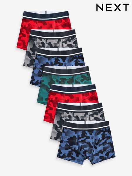 Red Blue Camoflague Trunks 7 Pack (3-16yrs) (N33974) | € 27 - € 34