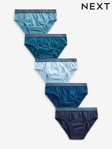 Blue Jacquard waistband 100% Cotton Briefs 5 Pack (1.5-16yrs) (N34160) | € 13 - € 20