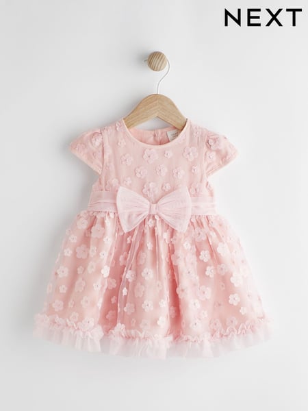 Pink 3D Flowers Baby Occasion Dress (0mths-2yrs) (N34691) | € 45 - € 48