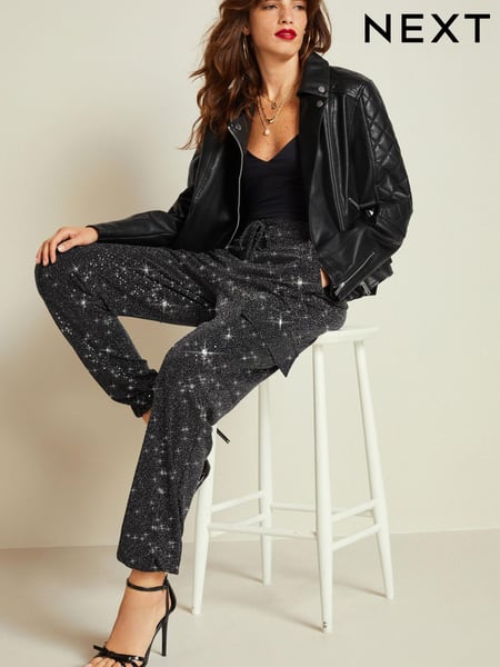 Black Sequin Cargo Trousers (N34838) | € 12