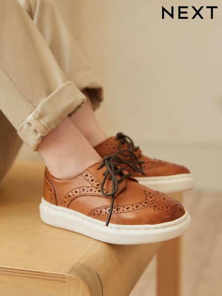 Tan Brown Brogue Smart Leather Lace-Up Shoes (N35545) | € 34 - € 40