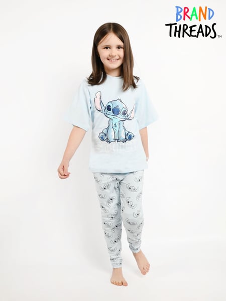 Brand Threads Blue Disney Lilo and Stitch Girls 100% Cotton Pyjama Set (N37943) | € 28