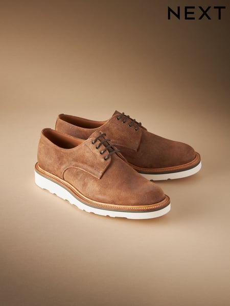 Tan Brown Suede Sanders for Next Wedge Derby Shoes (N40602) | € 343