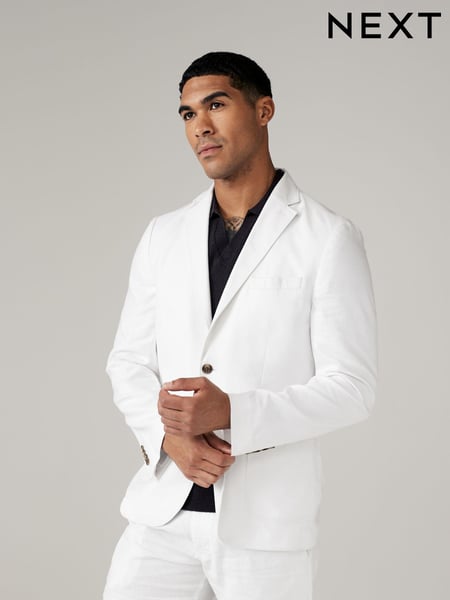 White Slim Fit Linen Blend Blazer (N40658) | € 118