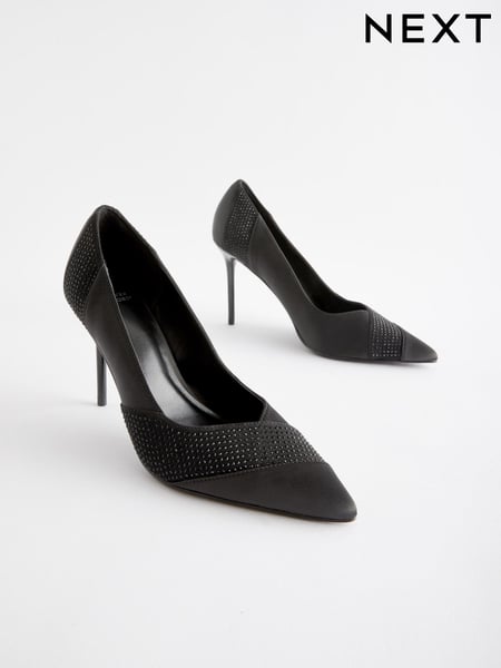 Black Forever Comfort® Sequin Point Toe Slingback Heels (N41712) | € 12