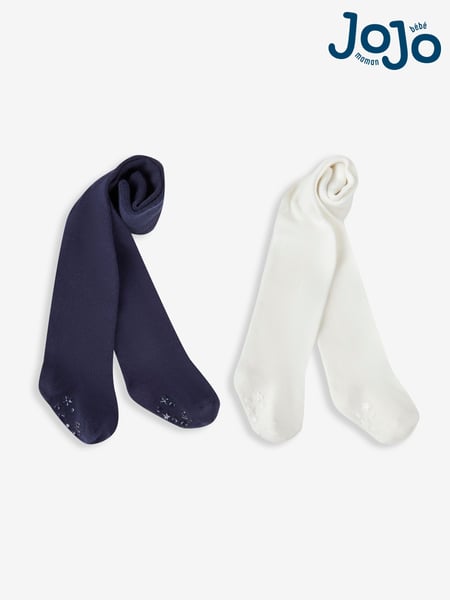 JoJo Maman Bébé Navy Blue Cotton Rich Tights 2-Pack (N43946) | € 24
