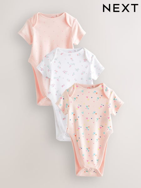 Pink Hip Dysplasia Short Sleeve 100% Cotton Bodysuits 3 Pack (N44441) | € 18 - € 21
